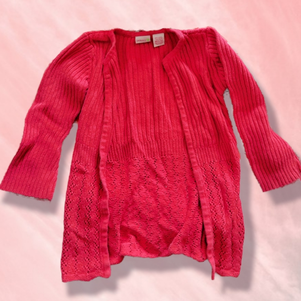 5/6 Girls Hot Pink Knit Duster Cardigan